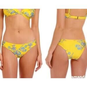 Sam Edelman Floral Yellow Gold Cheeky Bikini Swim Bottom Sz XS